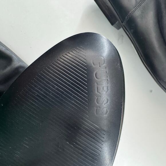 Vintage Y2K Guess Coryann Black Leather Slouch Boot Buckle Studded Size 8.5 - Picture 11 of 12